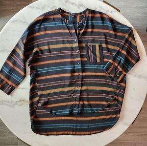 MADEWELL Clermont Silk Striped Oversized High low Blouse Size XXS